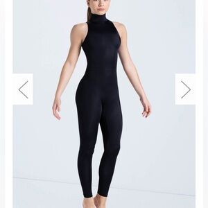 Ladies Balera Brand Black Mock Neck Open Back Unitard‎ Size XL